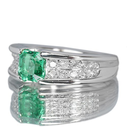 エメラルド 0.86ct ダイヤモンド プラチナ リング（指輪）【品質