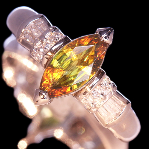 スフェーン 0.89ct ダイヤモンド プラチナ リング（指輪）【品質保証書 