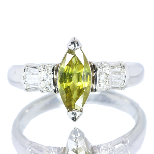 スフェーン 0.89ct ダイヤモンド プラチナ リング（指輪）【品質保証書 