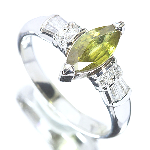 スフェーン 0.89ct ダイヤモンド プラチナ リング（指輪）【品質保証書 