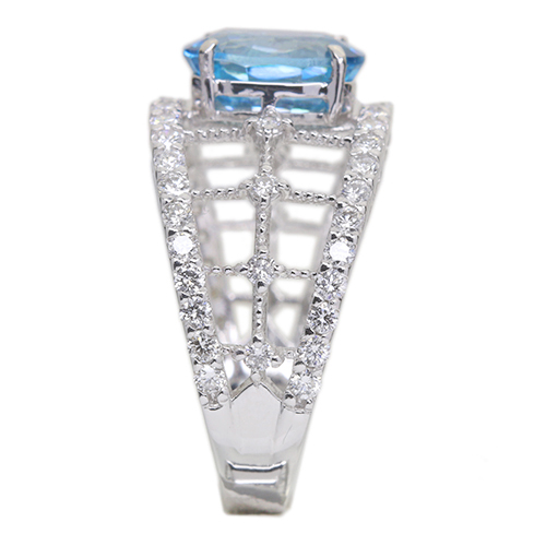 ブルージルコン 2.55ct ダイヤモンド プラチナ リング（指輪）【品質