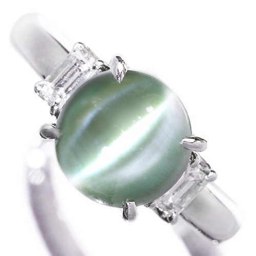 クリソベリルキャッツアイ 5.04ct ダイヤモンド プラチナ リング
