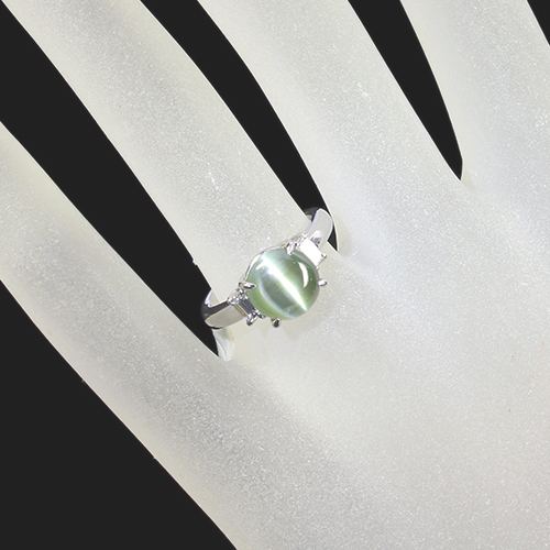 クリソベリルキャッツアイ 5.04ct ダイヤモンド プラチナ リング(指輪