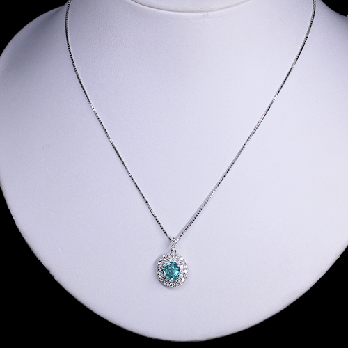 パライバトルマリン 1.39ct ダイヤモンド 0.79ct プラチナ ネックレス
