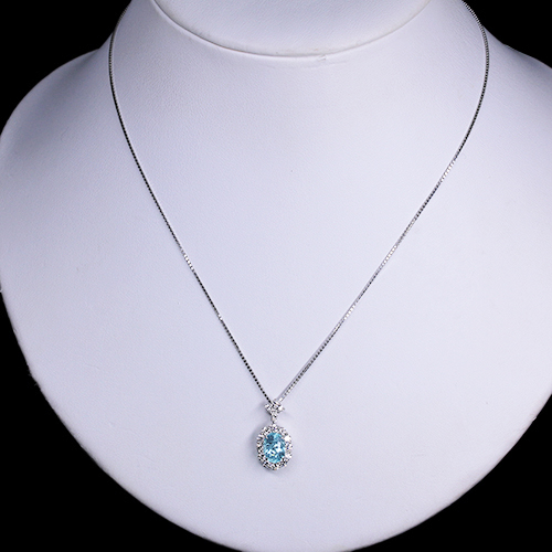パライバトルマリン 1.33ct ダイヤモンド 0.63ct プラチナ ネックレス