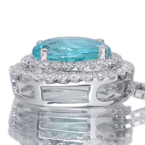 パライバトルマリン 2.43ct ダイヤモンド プラチナ950 ネックレス