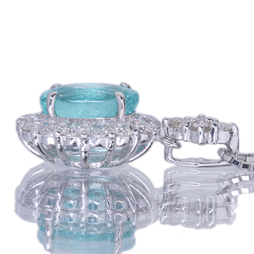 パライバトルマリン 1.76ct ダイヤモンド 0.60ct プラチナ ネックレス