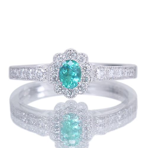 ブラジル産パライバトルマリン 0.21ct ダイヤモンド プラチナ リング