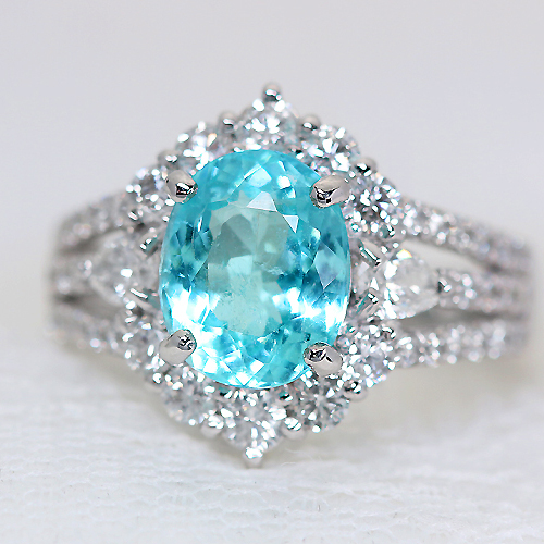 パライバトルマリン 2.58ct ダイヤモンド 1.30ct プラチナ