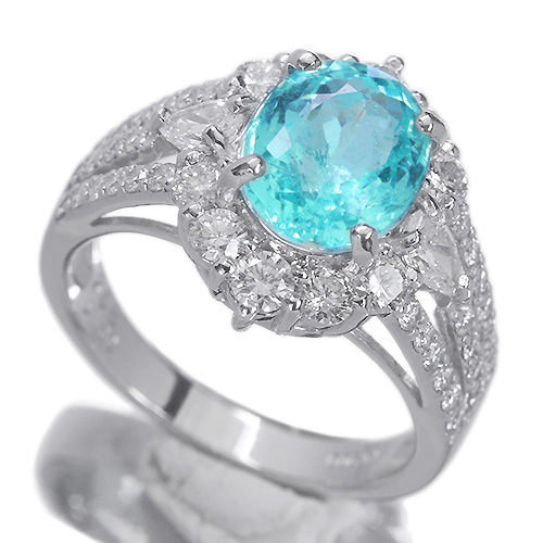 パライバトルマリン 2.58ct ダイヤモンド 1.30ct プラチナ