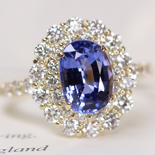 サファイア 2.45ct ダイヤモンド 1.22ct ゴールド リング(指輪)【品質  
