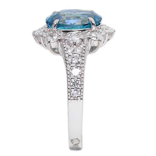 ブルージルコン 約3ct プラチナ ダイヤモンド 0.66ct リング ブルージルコン 約3ct プラチナ ダイヤモンド 0.66ct リング