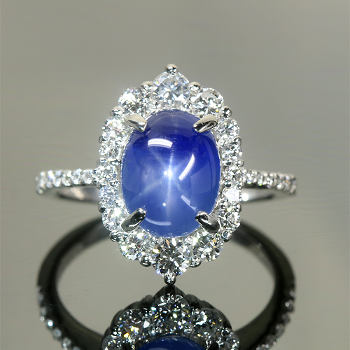 スターサファイア 4.65ct ダイヤモンド 0.83ct プラチナ リング(指輪 