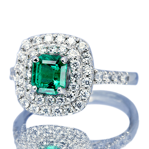 エメラルド 約0.8ct ダイヤモンド 0.75ct プラチナ リング(指輪)【品質 