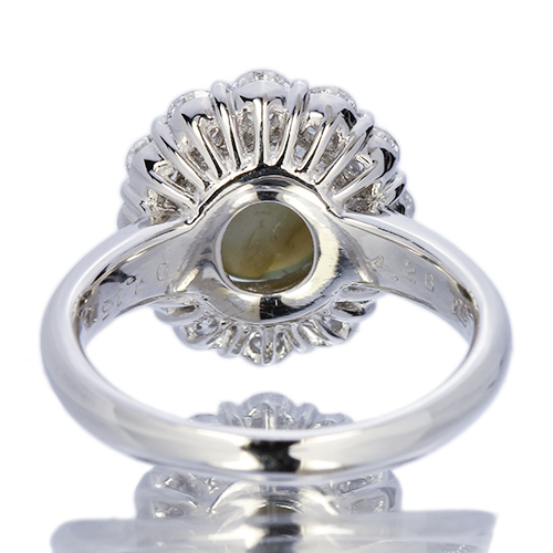 クリソベリルキャッツアイ 4.2ct ダイヤモンド 1.1ct プラチナ