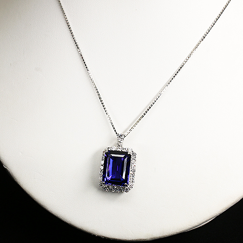 タンザナイト 13ct ダイヤモンド 1.4ct プラチナ ネックレス【品質 