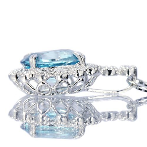ブルージルコン 3.0ct ダイヤモンド プラチナ ネックレス【品質
