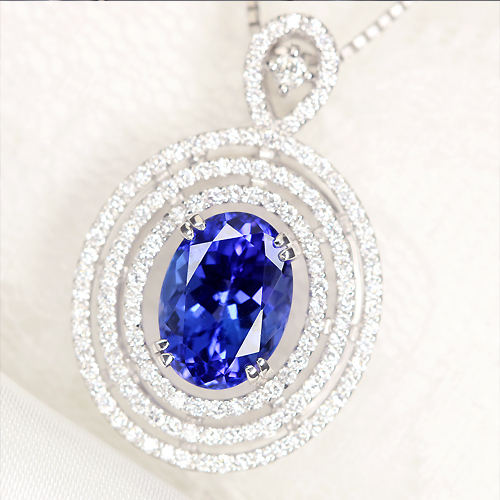 タンザナイト 3.6ct ダイヤモンド 0.7ct プラチナ ネックレス【品質  