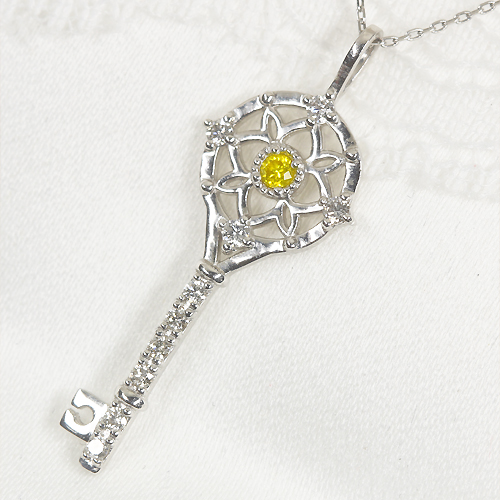 イエローダイヤモンド 0.03ct ダイヤモンド 0.03 プラチナネックレス