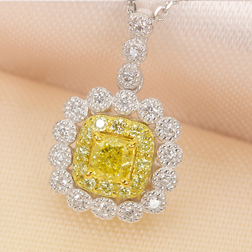イエローダイヤモンド 0.03ct ダイヤモンド 0.03 プラチナネックレス 