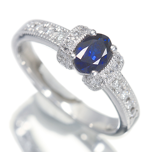 ブルーサファイア 0.65ct ダイヤモンド プラチナ リング(指輪)【品質 