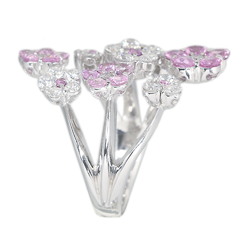 ピンクサファイア 1.3ct ダイヤモンド 1.22ct ホワイトゴールド リング 