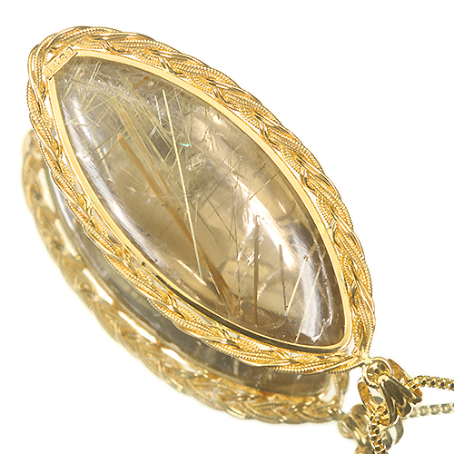 ルチルクォーツ 63.2ct ゴールド ネックレス【品質保証書/宝石 ルチルクォーツ 63.2ct ゴールド ネックレス【品質保証書/宝石