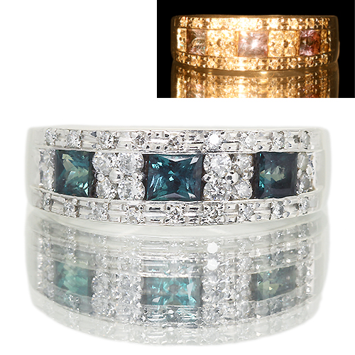 アレキサンドライト 0.7ct ダイヤモンド プラチナ リング(指輪