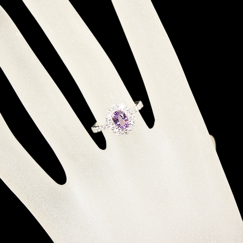 非加熱パープルサファイア 0.9ct ダイヤモンド 0.9ct プラチナ リング 