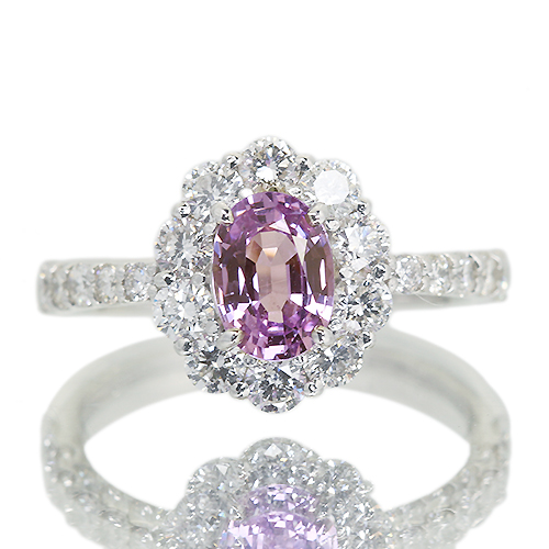 非加熱パープルサファイア 0.9ct ダイヤモンド 0.9ct プラチナ リング 
