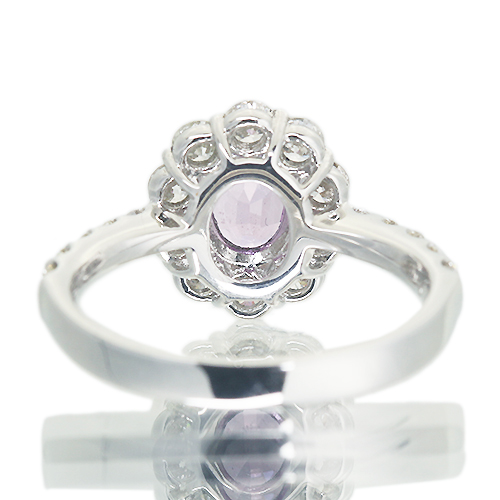 非加熱パープルサファイア 0.9ct ダイヤモンド 0.9ct プラチナ リング 