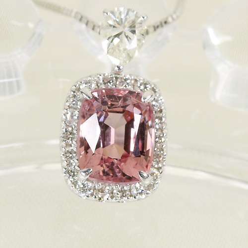 スピネル 約1.8ct ダイヤモンド プラチナ ネックレス【品質保証書/宝石