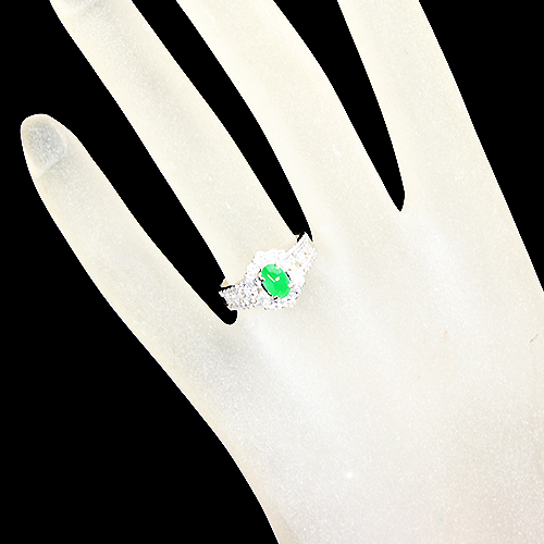 翡翠（ヒスイ） 約0.8ct ダイヤモンド 約1ct プラチナ リング(指輪 