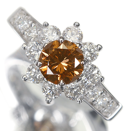 ブラウンダイヤモンド 1.0ct ダイヤモンド 1.0ct ホワイトゴールド リング(指輪)【品質保証書/宝石鑑別書】