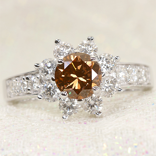 40,830円ブラウン ダイヤモンド 0.787ct Pt900 一粒 ダイヤ リング 指輪