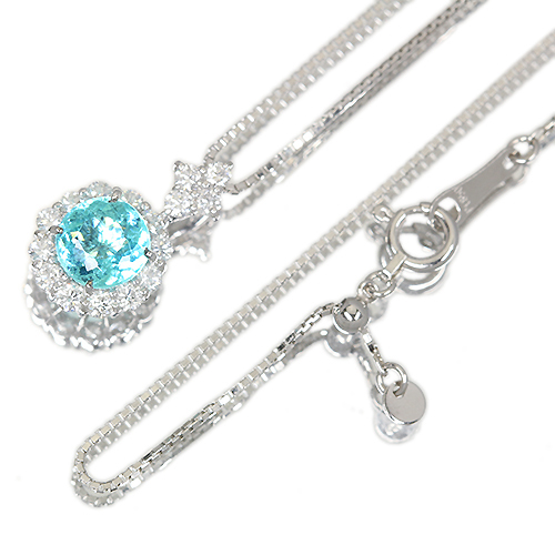 パライバトルマリン 1.1ct ダイヤモンド プラチナ ネックレス【品質