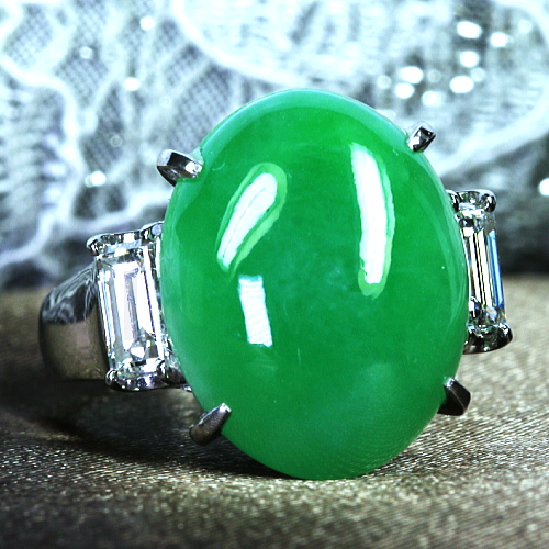 翡翠 リング レディース グリーン 美品 プラチナ 指輪 12号 h-a441