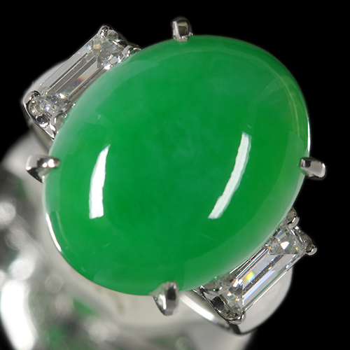 翡翠（ヒスイ） 11.7ct ダイヤモンド 1.1ct プラチナ リング