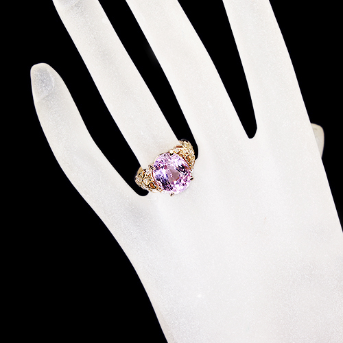 クンツァイト 9.6ct ダイヤモンド ピンクゴールド リング(指輪)【品質 