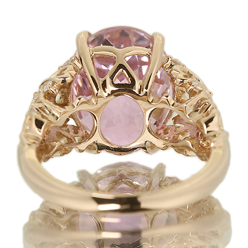 クンツァイト 9.6ct ダイヤモンド ピンクゴールド リング(指輪)【品質 