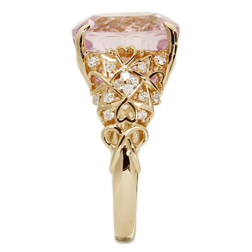 クンツァイト 9.6ct ダイヤモンド ピンクゴールド リング(指輪)【品質 