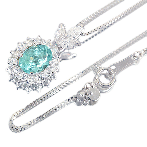 ブルー トルマリン1.4ct pt ネックレス ブルー トルマリン1.4ct pt ネックレス