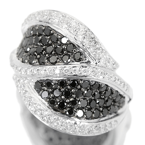 ブラックダイヤモンド 1.5ct ホワイトゴールド リング(指輪)【品質保証書/宝石鑑別書】