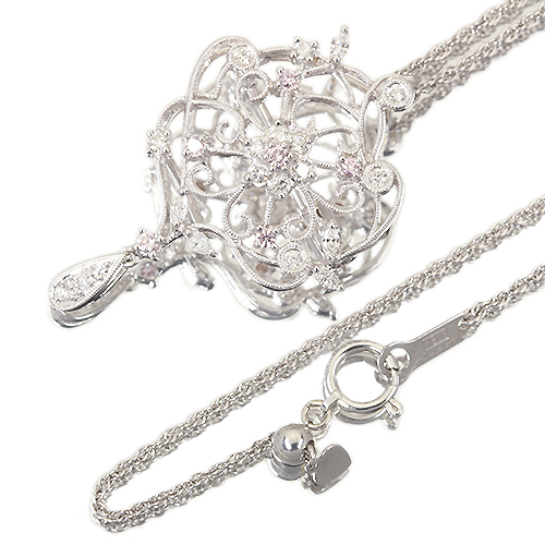 ピンクダイヤモンド 0.33ct ダイヤモンド ホワイトゴールド ネックレス 
