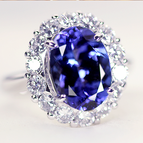 タンザナイト 5.5ct ダイヤモンド 1.7ct プラチナ リング(指輪)【品質 ...