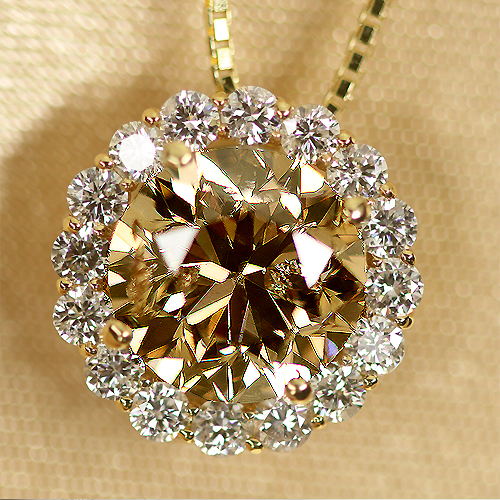 ブラウンダイヤモンド 2.1ct ダイヤモンド 0.4ct ゴールド ネックレス