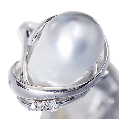南洋白蝶バロック真珠 ダイヤモンド プラチナ リング（指輪）【品質 