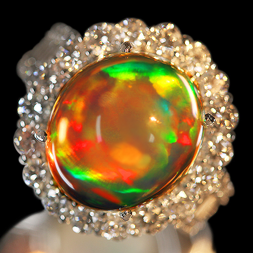 オパール&ダイヤモンド　プラチナリング　11号 オパール&ダイヤモンド プラチナリング 11号