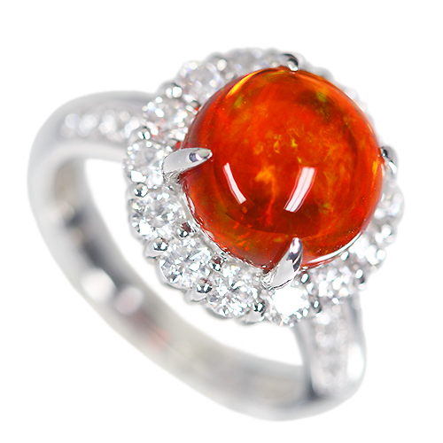 メキシコ産ファイアオパール 4.2ct ダイヤモンド 1.2ct プラチナ