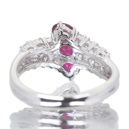 ルビー 0.8ct ダイヤモンド 約0.9ct プラチナ リング(指輪